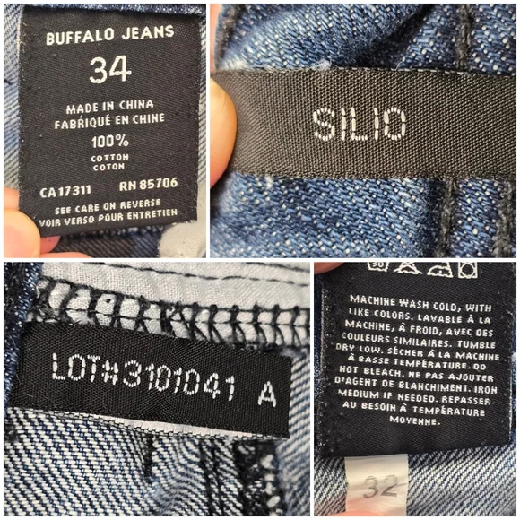 Buffalo Men's 34 Relaxed Fit Distressed Blue Denim Jeans Flap Pockets